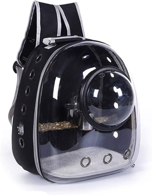 The Birdcage Lightweight Bird Carrier Backpack Travel Cage Bird Breathable Transparent Creative Space Cabin Shape Design Bird Utensils Parakeet Cage (Color : Black)