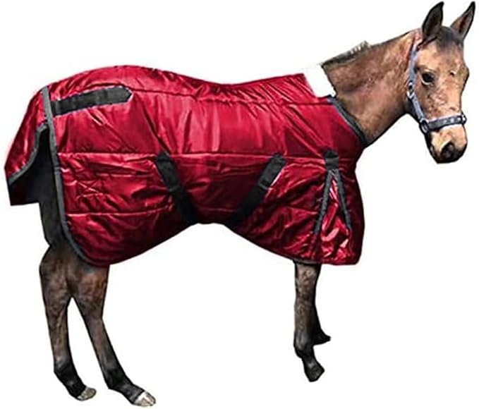 La La Pet Waterproof Warm-Keep Horse Turnout Blanket Adjustable and Breathable Clothes for Horse Mini Pony Ripstop Medium Weight 220g Poly Fill for Winter Red 43Inches