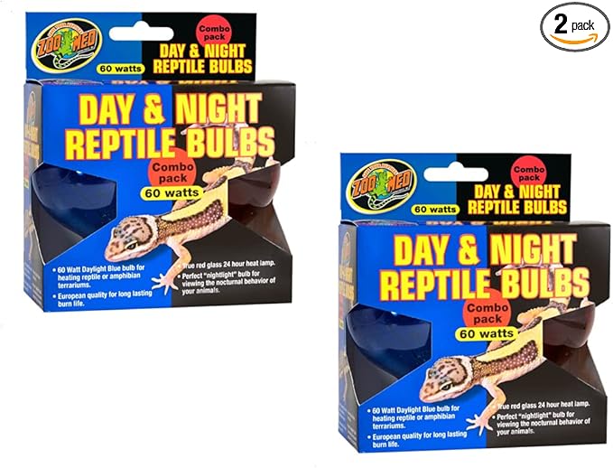 Zoo Med Day & Night Reptile Bulbs Combo Pack 60 Watts - Combo Pack - Pack of 2