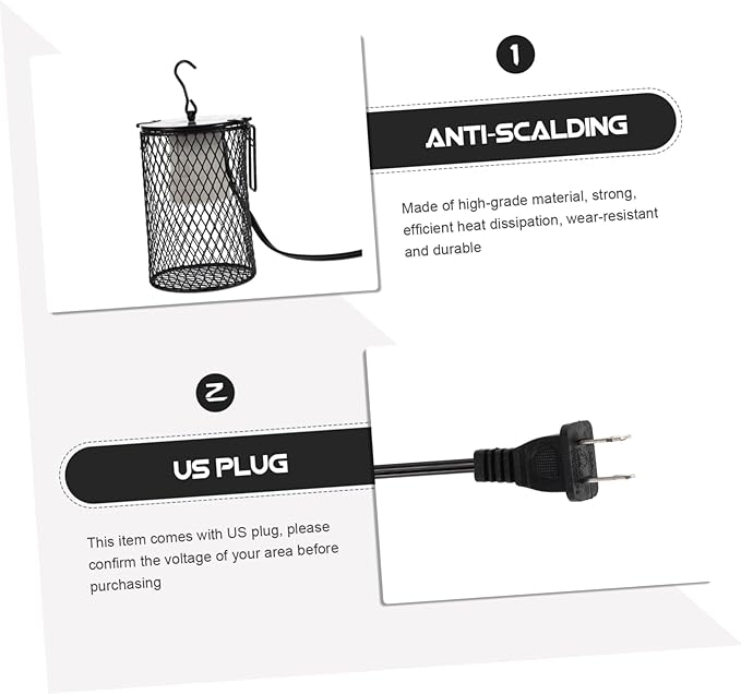 UKCOCO Parrot Heater Protector Lampshade for Reptile Heating Heat Preservation Lamp Cover for Installation Reptile Tanks US Plug Compatible