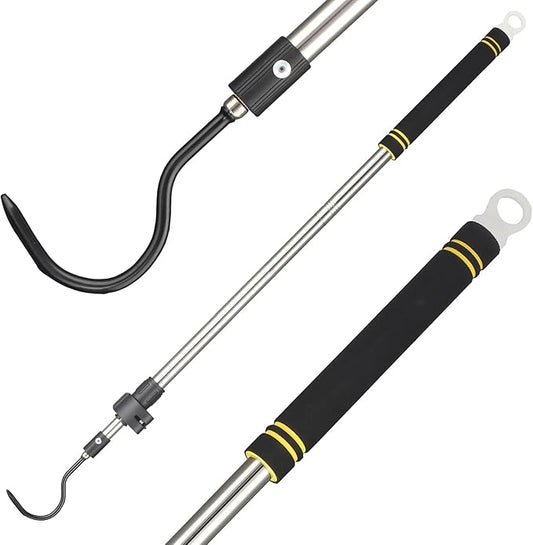 Snake Hooks, Stainless Steel Snake Hook Extendable Handled Desigh for Removling Large or Small Snakes and Reptiles Rattlesnakes Python Copperhead Stainless Steel Handle 35"-65"