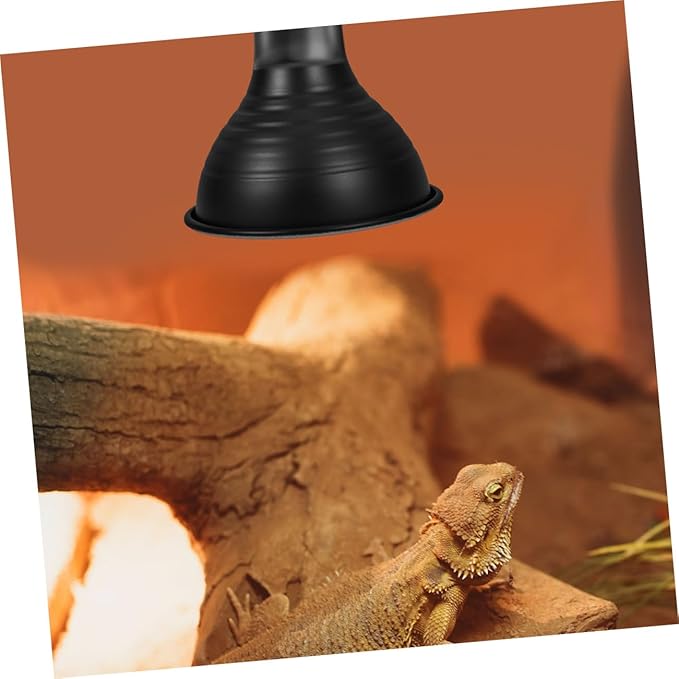 HEALLILY 2pcs Reptile Heat Lamp Dome Shade Insulation Reflector for Optimal Heating Terrariums for Pet Stores and Home Use Black with Interior Maintains Humidity and Temperature