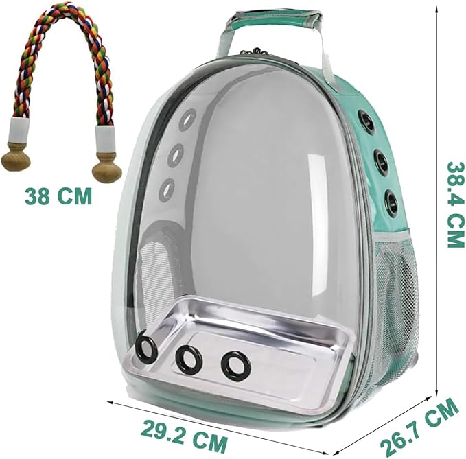 Bird Carrier Backpack, Bubble Bird Travel Carrier Backpack with Stainless Steel Tray and Standing Perch