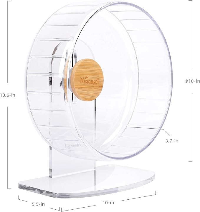 Niteangel 10-Inch Super-Silent Hamster Exercise Wheels with Platform- Quiet Spinner Hamster Running Wheels with Adjustable Stand for Hamsters Gerbils Mice Or Other Small Animals