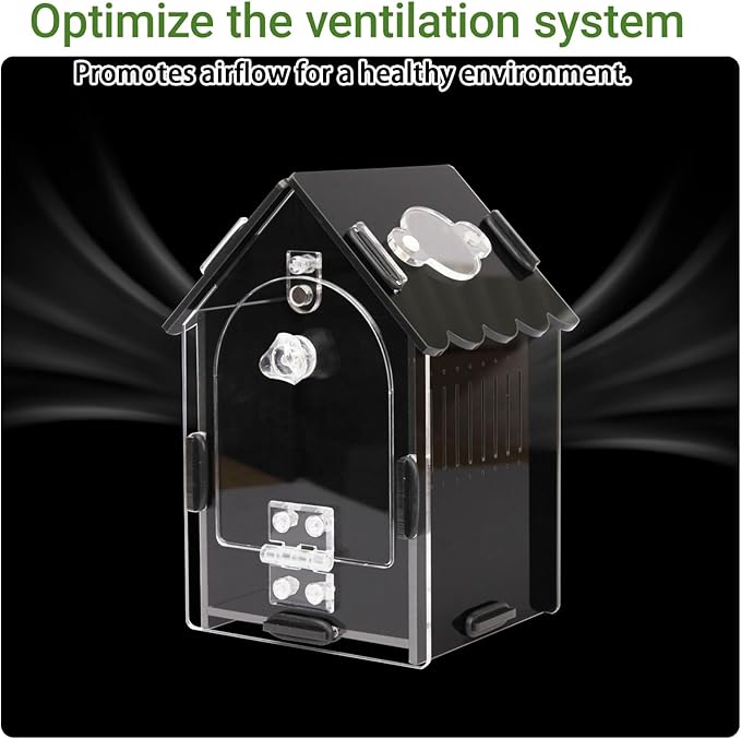 Jumping Spider Enclosure Kit, 3.15x3.15x5.6 Inch Acrylic Terrarium with Magnetic Lock & Feeding Hole, Escape-Proof Mini Habitat for Tarantula, Mantis, Reptiles, Cricket Keeper