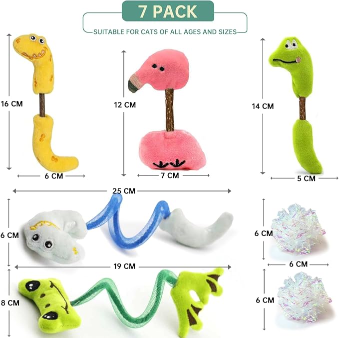 Interactive Catnip Toys for Indoor Cats, Silvervine Sticks for Cats & Cat Chew Rope Toy for Teeth Cleaning, Cat Crinkle Balls for Kitten Training and Play, Cat Toys Set for All Breeds 7Pack - Image 4