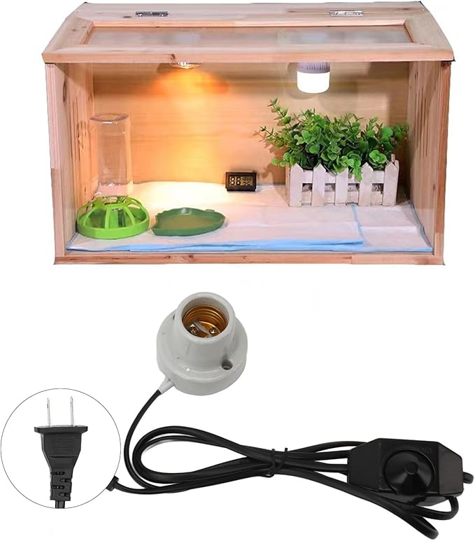 Cocoarm Heat Lamp Holder, E27 Reptile Ceramic Heat Lamp Holder with Light Switch Heat Lamp Socket for Tortoise Lizard Reptile Ceramic Lamp Holder (US Plug 120V)