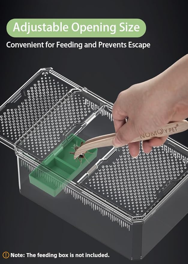 XIGETRAIL Transparent Portable Reptile Terrarium Habitat, Reptile Feeding Box for for Gecko, Tarantula, Scorpion, Spider, Hermit Crab,Frog (12" x 7.7" x 5.1" White)