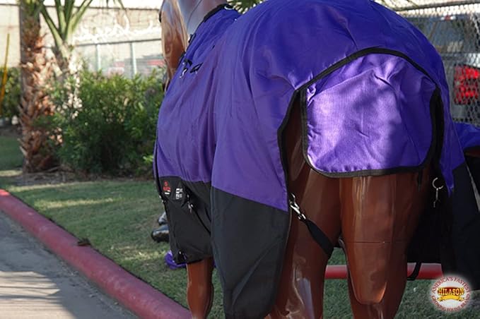 HILASON 1200D Winter Waterproof Poly Horse Turnout Blanket Belly Wrap Purple | 82 in