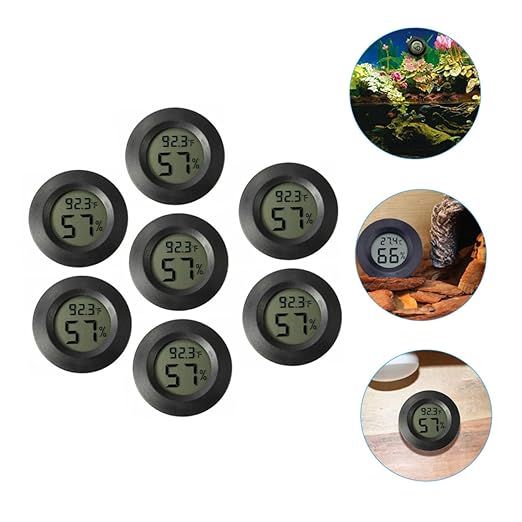 BESTonZON 7Pcs Mini Hygrometer Thermometer Digital Humidity Temperature for Reptile Tank and Incubator Compact Design for Use LCD Display