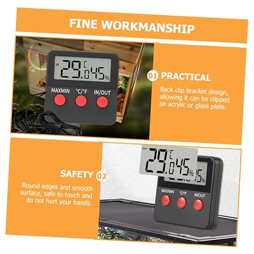 2sets Digital Thermohygrometer for Reptile Tank Snake Lizard Accessories Indoor Thermometer Display for Egg Incubator