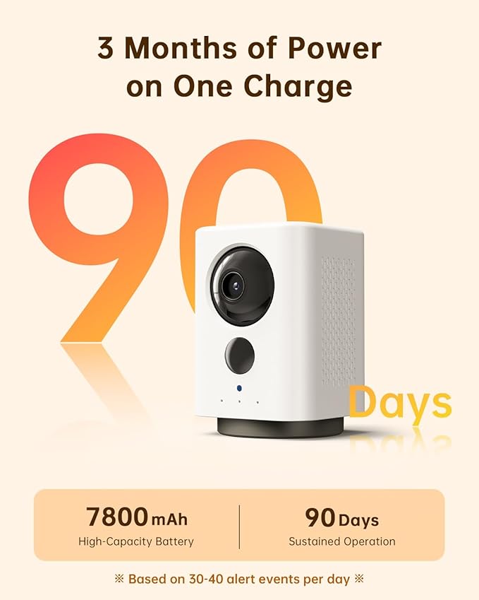 ELYSOO Wireless Indoor Camera: Battery Powered Pet/Dog Monitor with Phone App, 360° Pan/Tilt, Smart Detection, No Wiring Needed, 2K Live Video, Night Vision, Portable Home Cam for Room/Rental/Travel