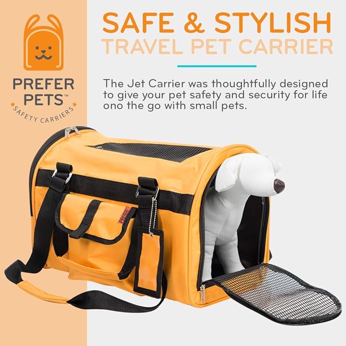 Prefer Pets: Jet Carrier - Pet Travel Carrier - 17”L x 12”H x 10”D - Airline Approved Travel Carrier - Provides A Safe & Secure Way to Travel - Keep You Pet Comfortable