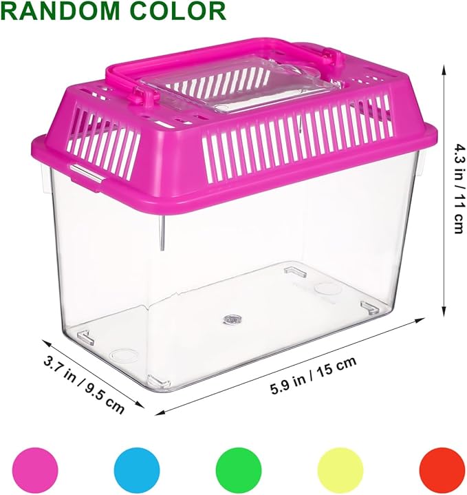 balacoo Portable Fish Tank Handheld Aquarium 6-Inch Transparent Turtle Box Pet Hamster Carrier with Handle for Reptiles and Small Pets
