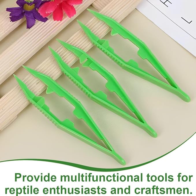 4 Pcs Plastic Tweezers for Feeding Reptiles,10cm Plastic Feeding Reptile Tongs Feeding Tweezers Reptile for Snakes Lizard Tortoise Gecko Kids Tweezers for Beads Children Handmade DIY Crafts