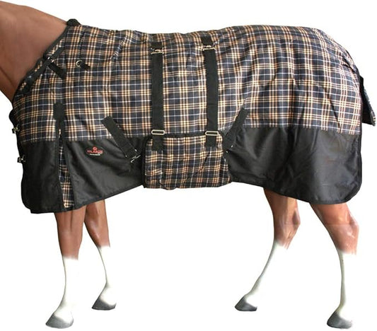 Orange Black Plaid 78 in HILASON 1200D Winter Waterproof Poly Horse Turnout Blanket Belly Wrap
