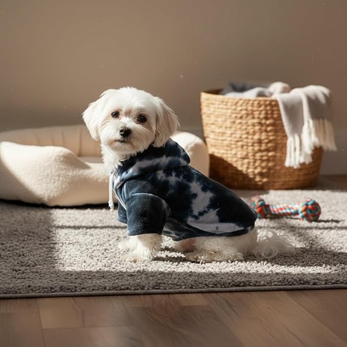 Mklhgty Tie Dye Dog Hoodie, Winter Coat for Small Dogs - Ultra-Soft Adjustable Warm Hood, Breathable Comfort Fabric for Daily Use