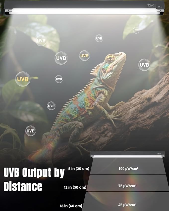 Pawfly T5 Reptile Light Combo Kit with 2 UVB Tubes, 10.0 UVB Light Fixture with Terrarium Hood and 24W Light Tubes for Bearded Dragon, Desert & Tropical Terrariums