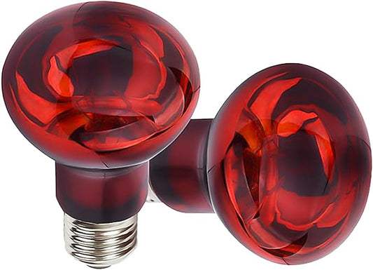 50W Infrared Heat Lamp Bulb E26 Base Red Basking Spot Light for Reptile Terrarium, Non-Disruptive Night Heater for Bearded Dragons Snake Turtle and Amphibian 2 Pack