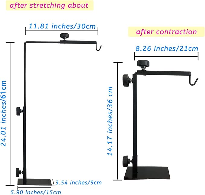 kathson Reptile Lamp Stand Adjustable Metal Floor Lamps Bracket Reptiles Tank Heating Light Support for Bearded Dragon Snakes Tortoise Lizards Frog Hermit Crab (1 PCS)