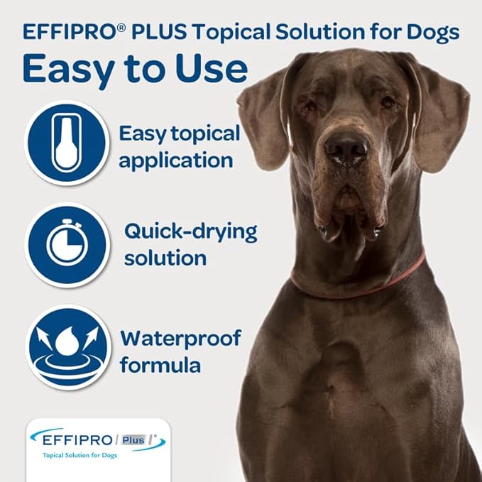EFFIPRO PLUS Topical Solution for Dogs - Waterproof Dog Flea and Tick Treatment for X-Large Dogs (89-132lbs) 3 Doses by Virbac