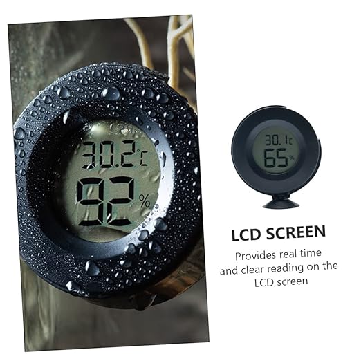 Totority 1pc Digital Hygrometer Thermometer LCD Display for Reptile Box Humidity for Snakes Lizards and Turtles Front Switchable Multi-Directional Viewing