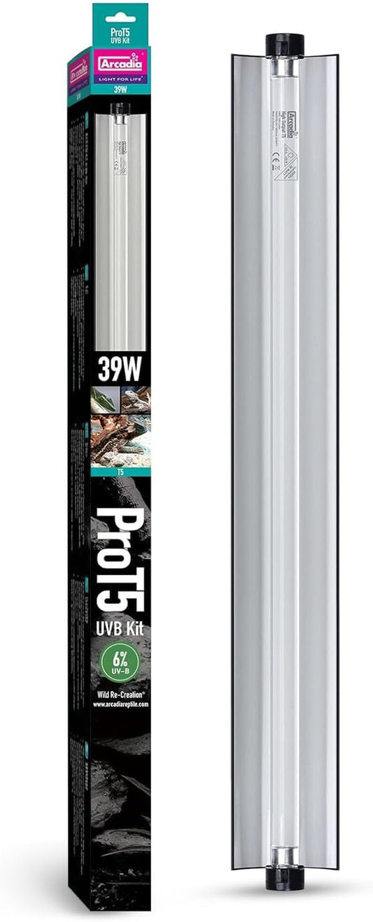 Arcadia T5 UVB Reptile Light Fixture Kit 36" Long 39 Watts 6% UVB Forest – Complete UVB Light for Reptiles, Turtles, Snake, Bearded Dragon Lamp, Long Lasting Easy to Use Professional Lighting