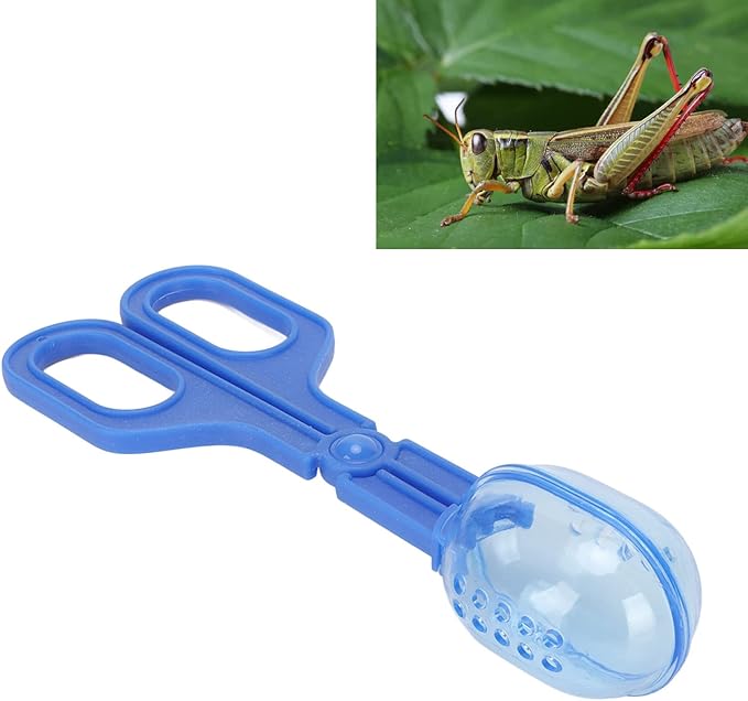 GLOGLOW Reptile Feeding Tool, Reptile Feeding Clamp Reptile Feeding and Cleaning Tool Reptile Poop Scoop with Vents for Tortoise (Blue)