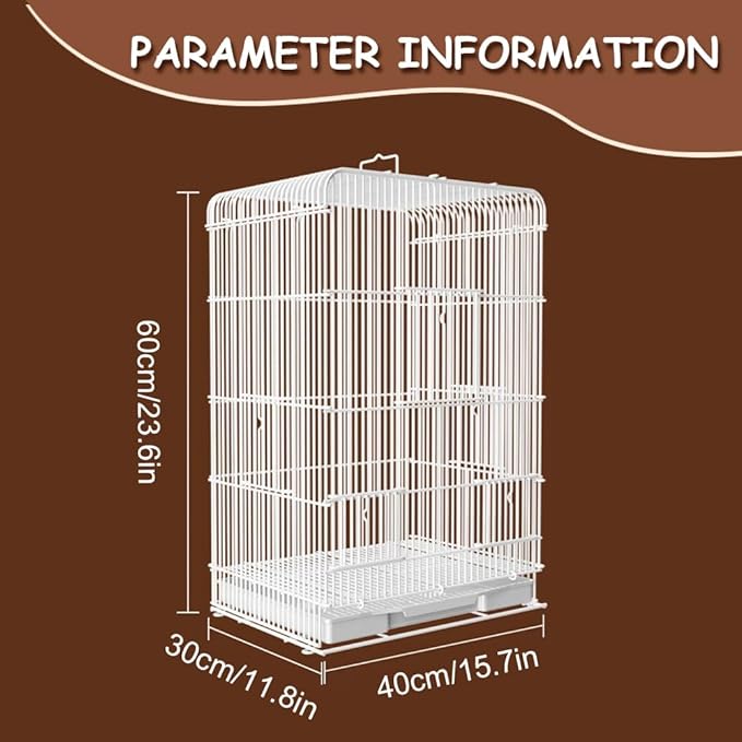 Portable Bird Travel Cage with Handle - Lightweight Parrot Carrier for Small Birds, Easy-Clean Removable Tray for Indoor/Outdoor Home Use