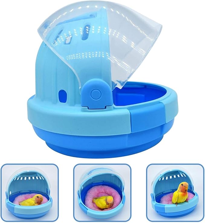 Ciieeo Portable Parrot Carrying Case Handheld Travel Cage with Design and Soft Fleece Nest Pad for Small Parakeets and Young Birds