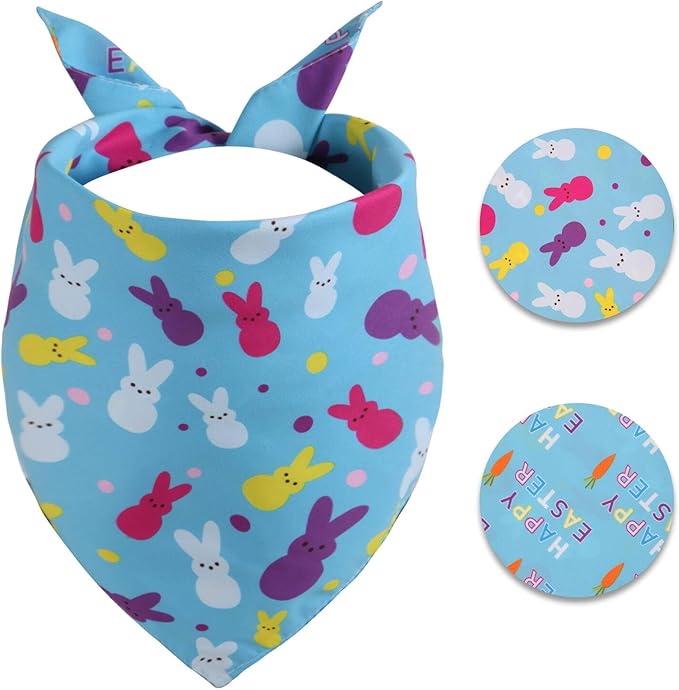 Easter Dog Bandana Small -1 Pack, Premium Durable Triangle Reversible Dog Scarf, Adjustable Puppy Bandana Breed Bib Handkerchief for Girl or Boy Dogs Cats