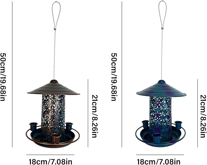 Bird Water Feeder Garden Decorations Multiple Feeders Easy Filling Metal Hanging Food Station Food Trays for Outside
