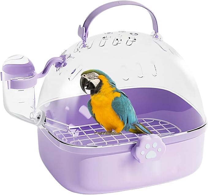 Bird Carrier Cage with Water Bottle, Portable Parrot Travel Carrier Cage for Parrots, Hamster, Guinea Pig, Lovebird, Budgies, Small Animal, 17x16x18 cm