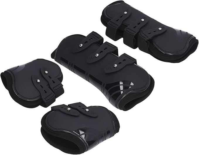 Horse Boots, 4Pcs PU Shell Protective Horse Tendon Boots, Horse Splint Boots for Front Legs and Rear Legs, Protective Horse Leg Wraps, Leg and Support for Riding, Jumping(XL)