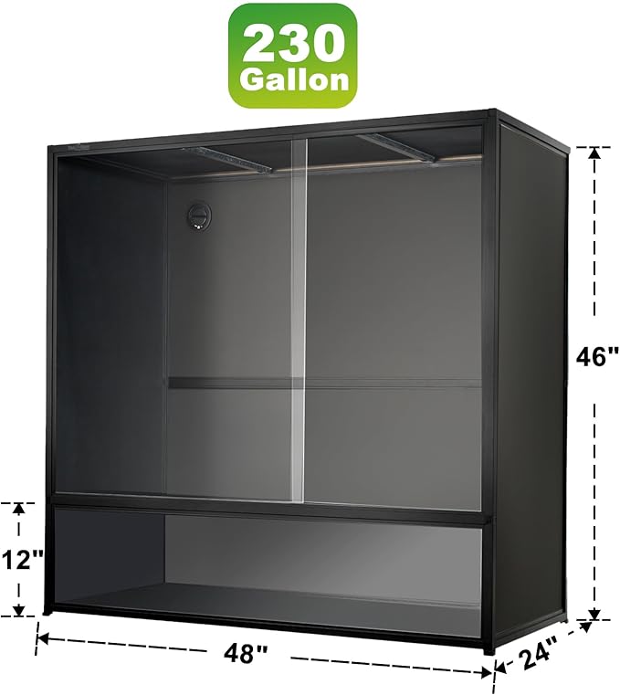 460 Gallon PVC Reptile Enclosure, 2 Pack 48"x24"x46" Connectable Cage with Kits(96"x24"x46"), Front Sliding Glass Doors with Lock, Stackable Tank for Bearded Dragon Ball Python