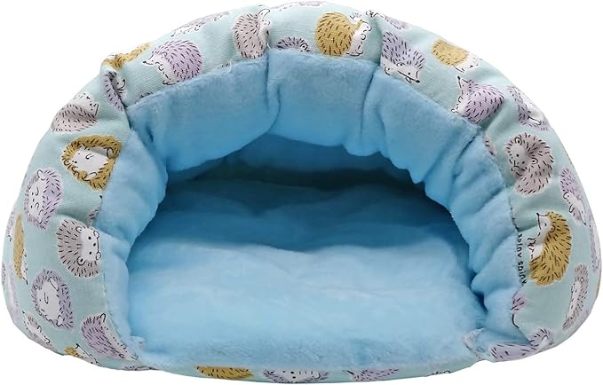 Handmade Portable Sleeping Bag Pouch Hideout Cave Habitat for Hedgehog Guinea Pig Hamster Ferret Squirrel Small Pet Animals Bed Nest House Cage Accessory (Blue)