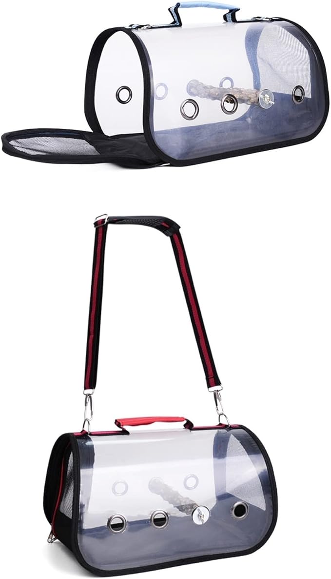ENGENDER Bird Cage Light Bird Backpack Transparent and Breathable Bird Travel Bag Portable Bird Feeding Cup Suitable for Outdoor Bird Transportation Parakeet Cage