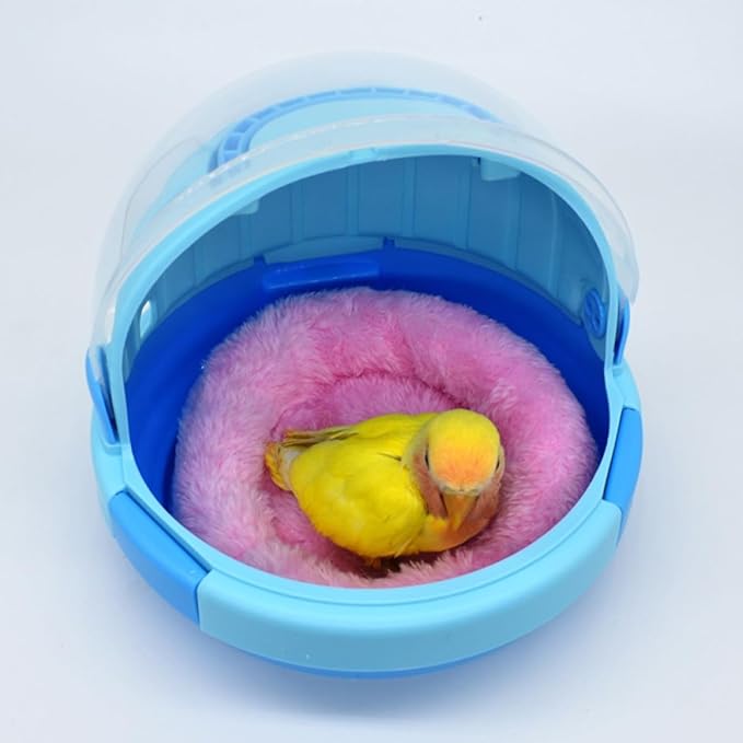 Portable Bird Carrier Cage for Parakeet and Small Parrots, Handheld Travel Cage with Design and Warm Plush Nest, Lightweight Pet Parrot Travel Carrier for Outdoor Use