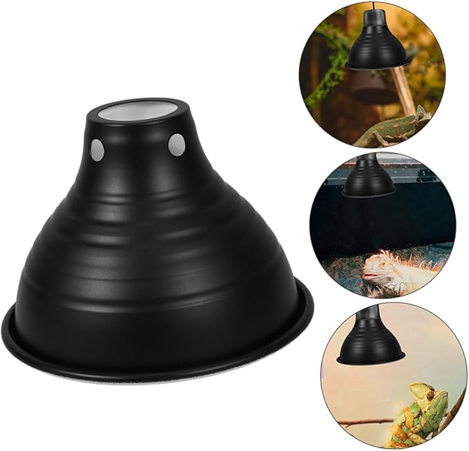 Cabilock 2pcs Reptile Heat Lamp Dome with Black Reflector Shade for Temperature Control Tortoise and Bearded Dragon Habitats