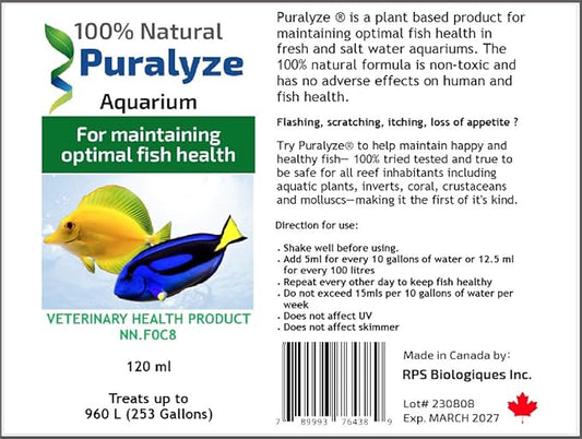 Puralyze, Fish Health Product for Saltwater Aquariums