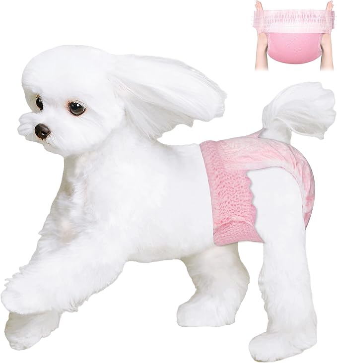 Ambreview Disposable Dog Diapers Female, Just Pull It Up, Doggie Diapers for Female Dogs, Strong Absorbency | Leak Proof, for Dogs in Heat | Elderly | Disabled, S 30 PCS