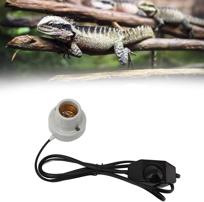 Gonetre Reptile Ceramic Heat Lamp Holder Professional E27 Socket Reptile Heat Light Fixture Holder for Lizard Tortoise Premium Ceramic Material Long Service Life (US Plug 120V)