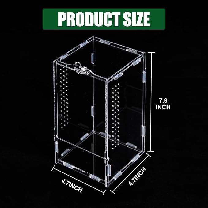 Transparent Jumping Spider Enclosure, Acrylic Reptile Terrarium Enclosure, Small Reptiles Habitat Tank Breeding Box for Tarantula Insect (Large)