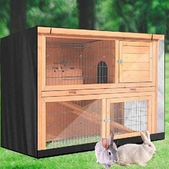 210D Oxford Cloth Double-Layer Pet Cages Cover, Weatherproof and Breathable Protection for 4ft Rabbit Hutch, Black 48 x 20 x 41in(black)