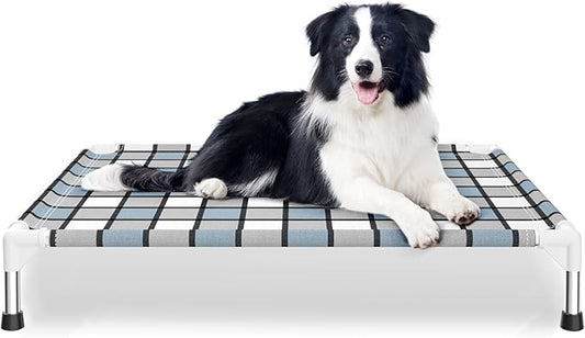 Caghash Elevated Outdoor Raised Dog Bed Outdoor Dogs Bed Lifted Pet Bed Dog Cot for Medium Pet Taste Life, Start with A Pet Bed 34'' x 26'' x 6.5''
