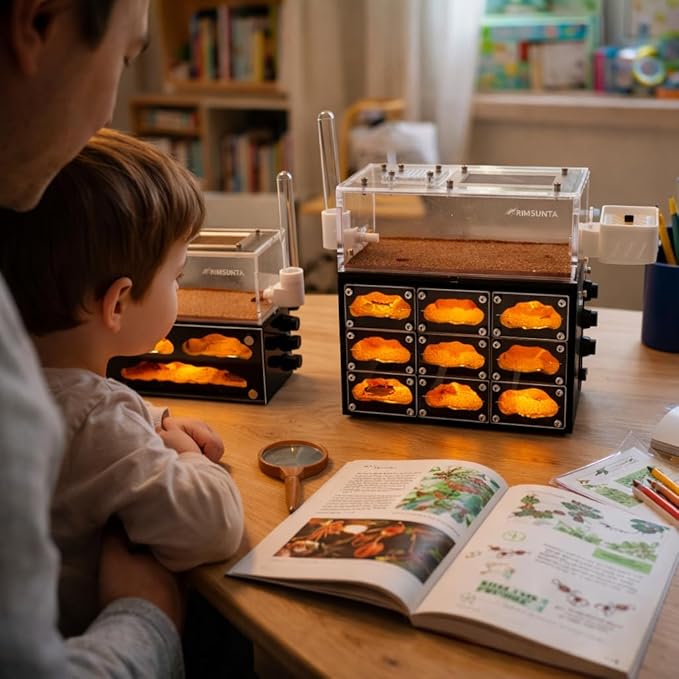 Ant Farm for Live Ants with Inner Lights - Large Viewing Area - Natural Learning Toy - Great Gift