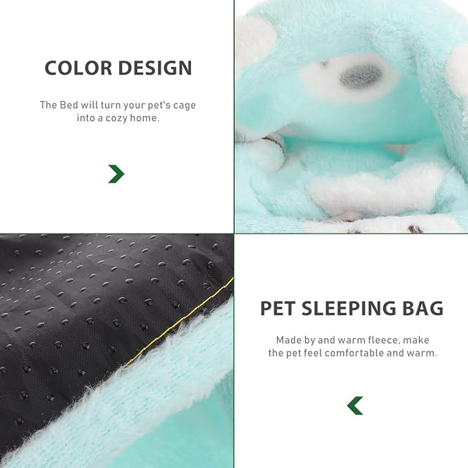 Hemobllo Soft Guinea Pig House & Sleeping Bag, Detachable Washable Hamster Hideout - Warm Small Pet Bed for Hedgehog, Chinchilla & Rats - Cozy Guinea Pig Cage Accessories & Bedding, Forest Green