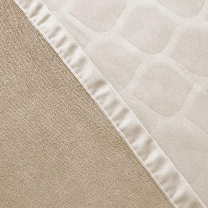 fuguitex Waterproof Dog Blanket Bed Cover Dog Crystal Velvet Moroccan Fuzzy Cozy Plush Pet Blanket Throw Blanket for Couch Sofa(82 * 82 inch, Cream+Beige)