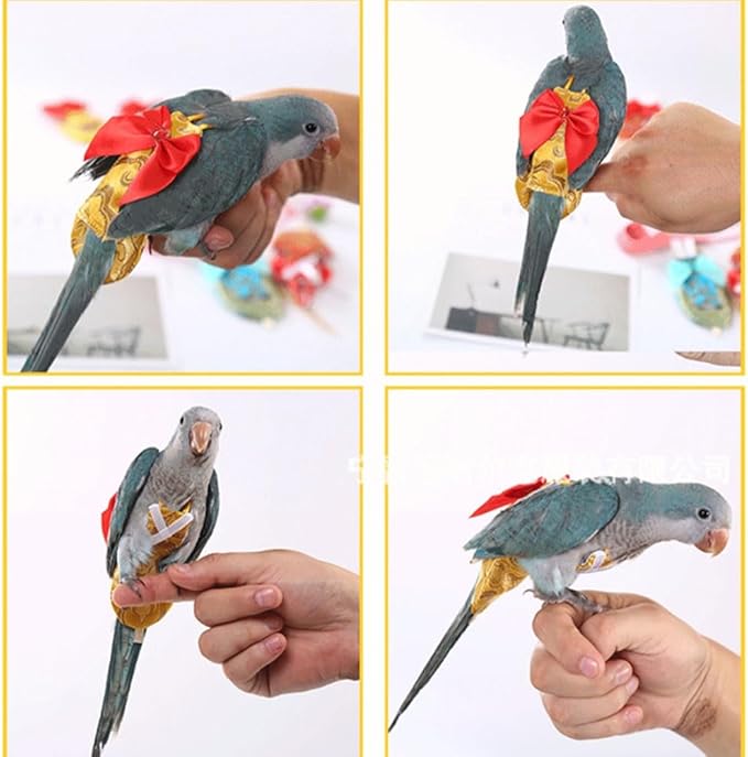 4pcs Bird Diaper Cute Parrot Flight Suit with Elastic Strap Shoulder Strap Parrot Nappy Reusable Pigeon Pants Cockatiel Clothes for Parakeet Mini Macaw Budgie Canary - S