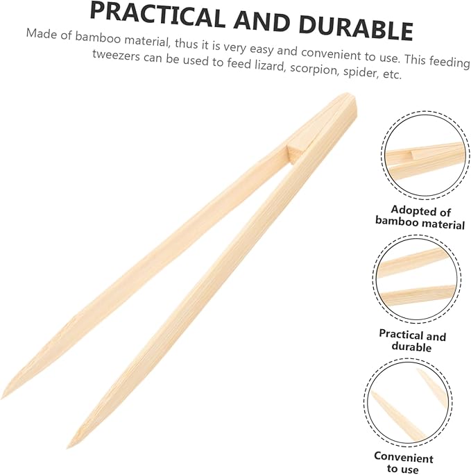 Garneck Bamboo Reptile Tweezer Pet Feeding Tool for Lizards Turtles Small Reptiles